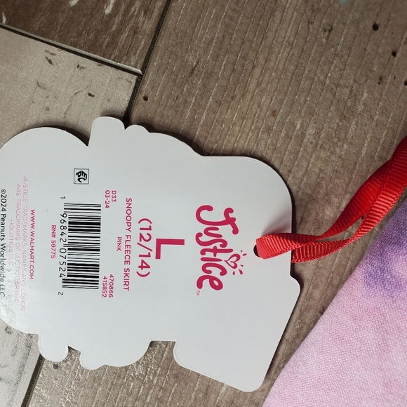 NWT Justice Girls Pink Purple Tie-Dye Snoopy Fleece Skirt Skort Size Large 12/14 - Picture 16 of 16